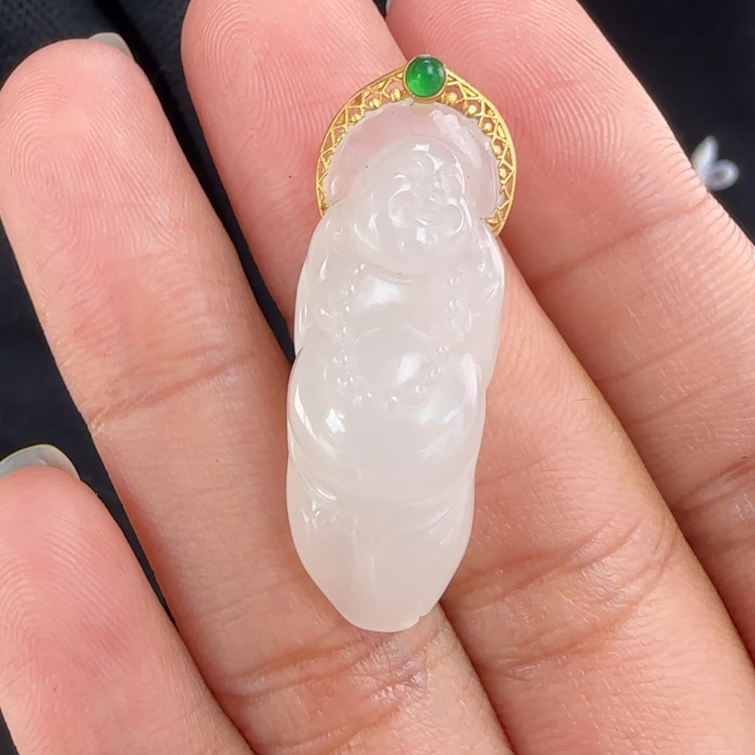 和田玉18K金镶嵌颈饰