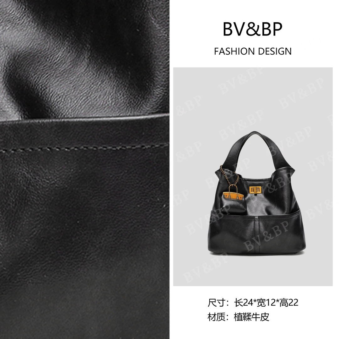 BV&BP· 原创设计 真皮高定手提单肩包  BV241173-黑色