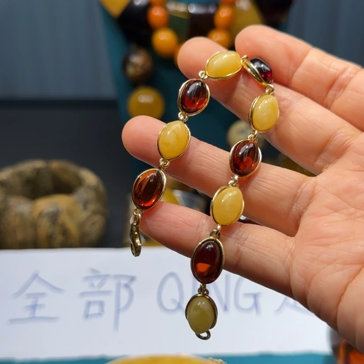 琥珀未镶嵌手链波兰设计款琥珀蜜蜡