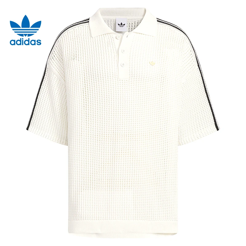 adidas Originals阿迪三叶草男子双旦礼针织有领短T恤KF0403