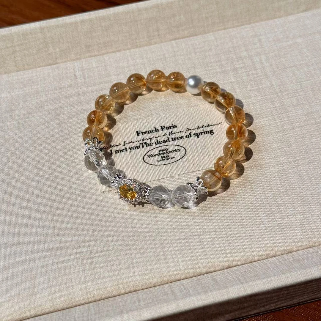 小黄钻黄塔晶水晶手串手链 颜色微差多样性发其一F144