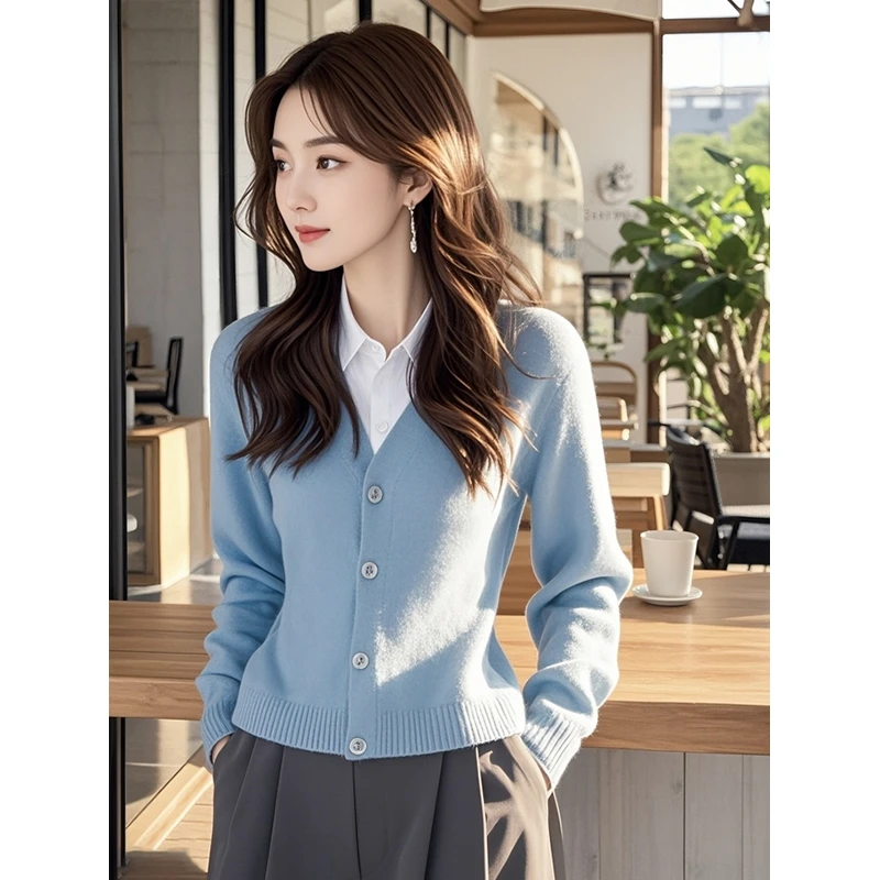 YY#假两件开衫针织毛衣秋季新款上衣设计感小众气质内搭DY10908