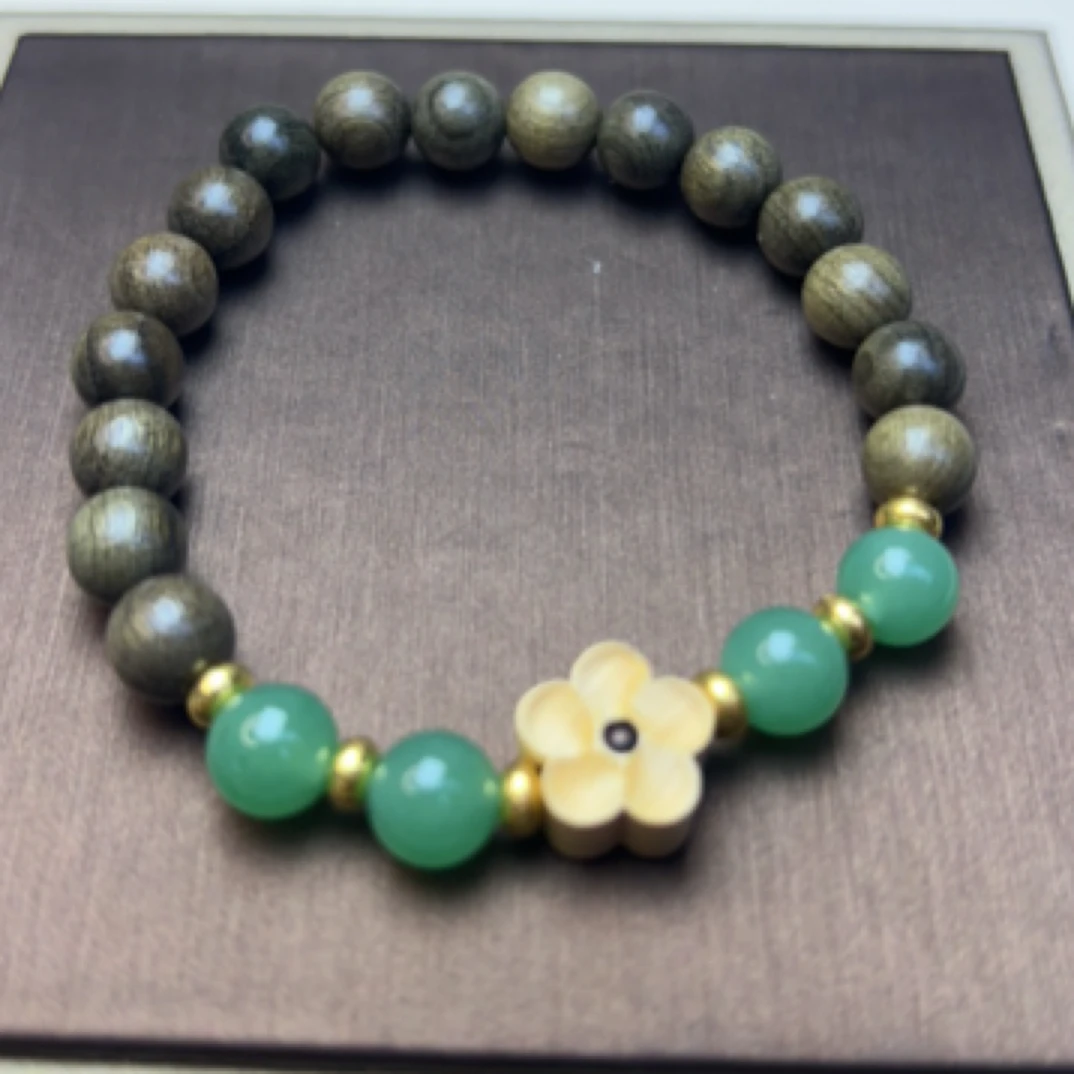 A059 金丝楠阴沉木0.8搭配梅花手串（无礼盒）