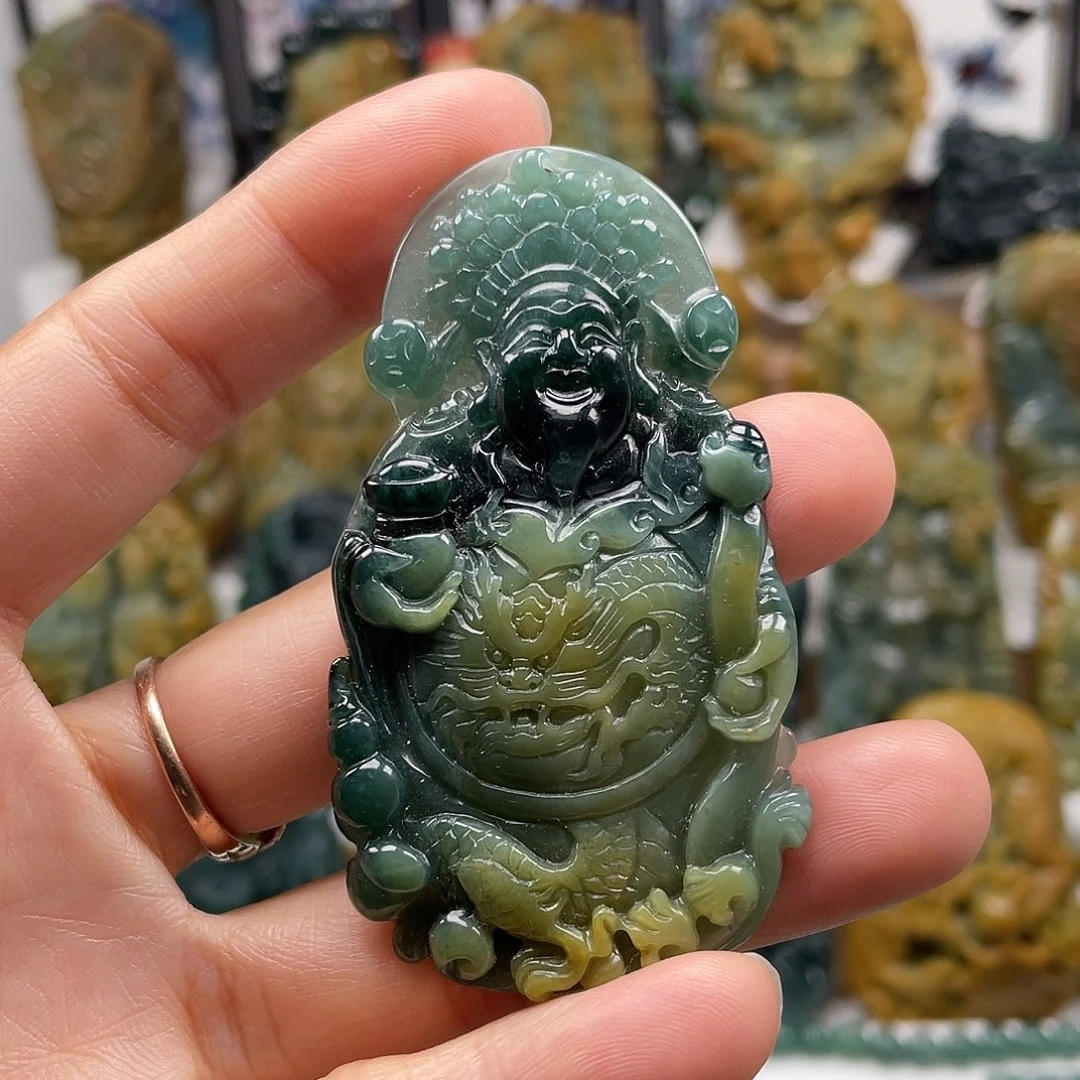 翡翠未镶嵌颈饰天然翡翠a货财神