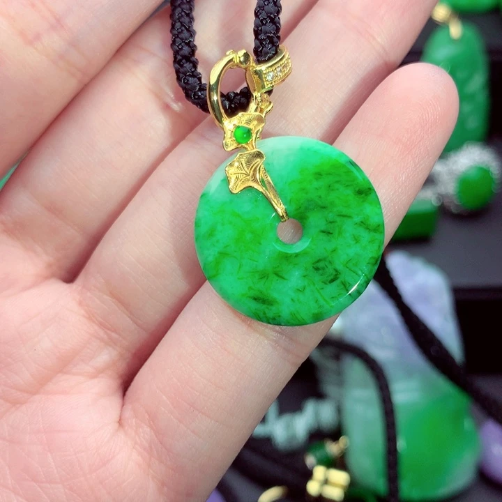 翡翠18K金镶嵌吊坠(不含链)吊坠