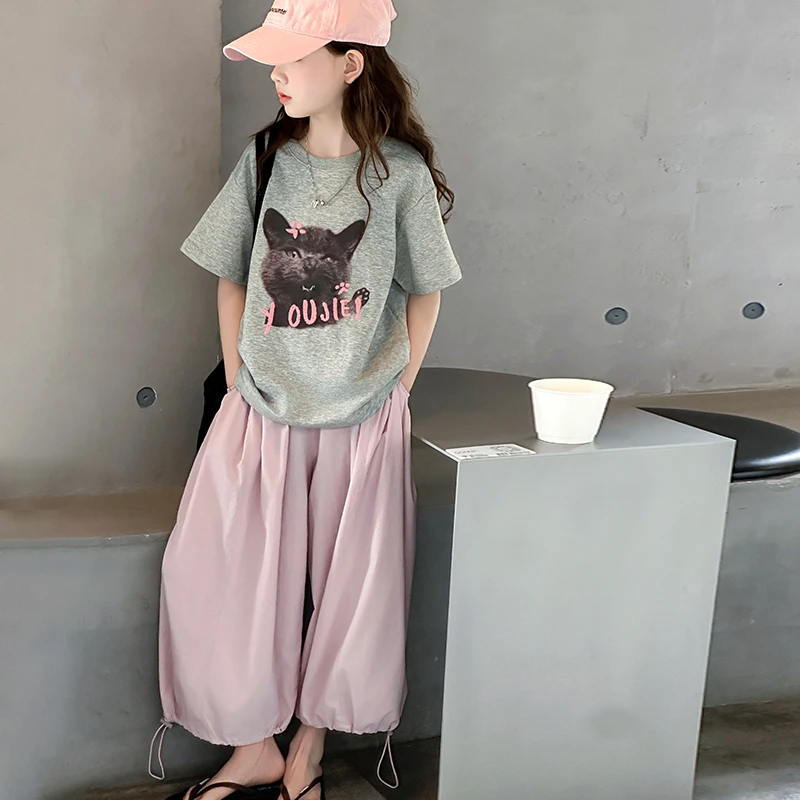 女童t恤短袖夏装2025新款中大童洋气半袖上衣大童女孩夏季网红t恤