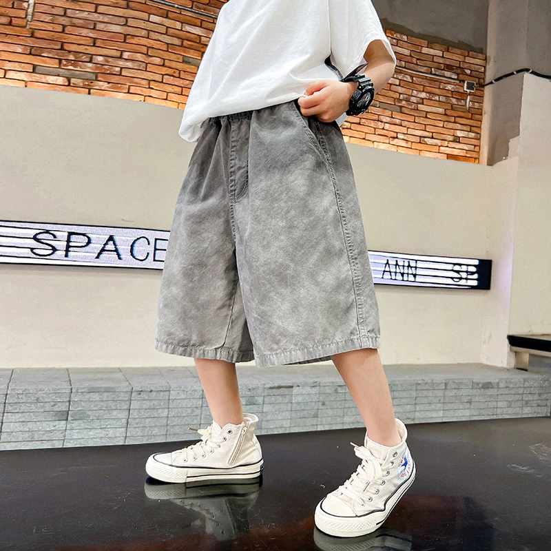 男大童夏季渐变宽松短裤2025新款薄款七分裤男孩夏痞帅K242KZ4369