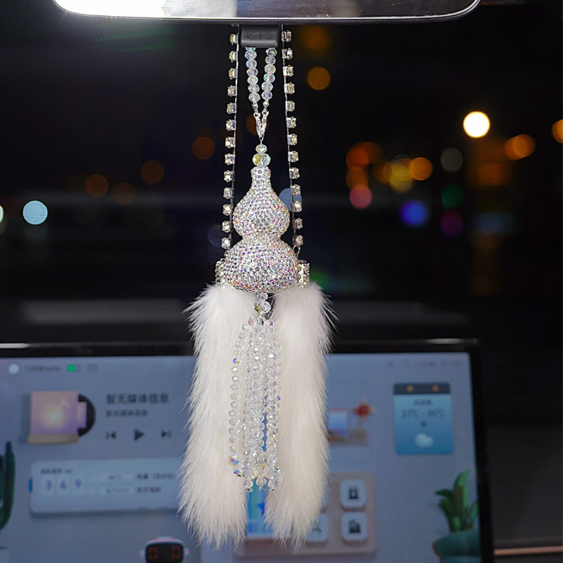 2024新款镶钻汽车挂件保平安葫芦后视镜挂饰吊坠高级感车内装饰品