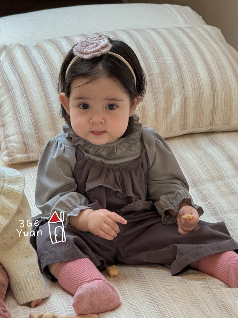 三个院25秋8674女童爬服两件套