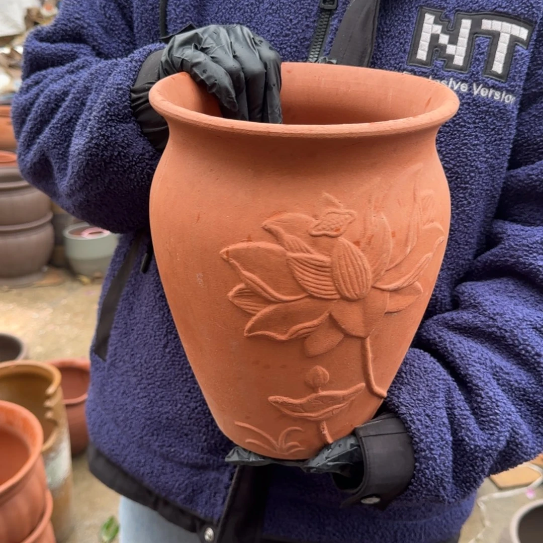 紫砂花盆口21高27宜兴紫砂