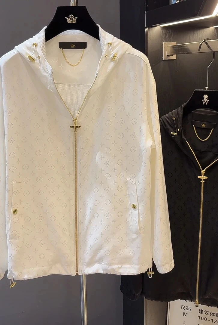 欧洲站顶奢高定大牌男装上衣2025夏季新款男士薄款满花带帽夹克