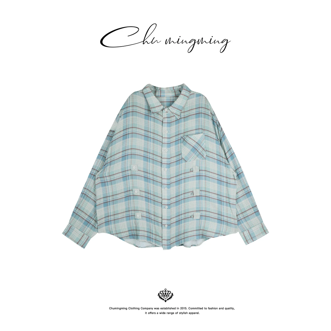 【CHU/2025SSNEW】 《蓝织》格纹开扣衬衣NH25184