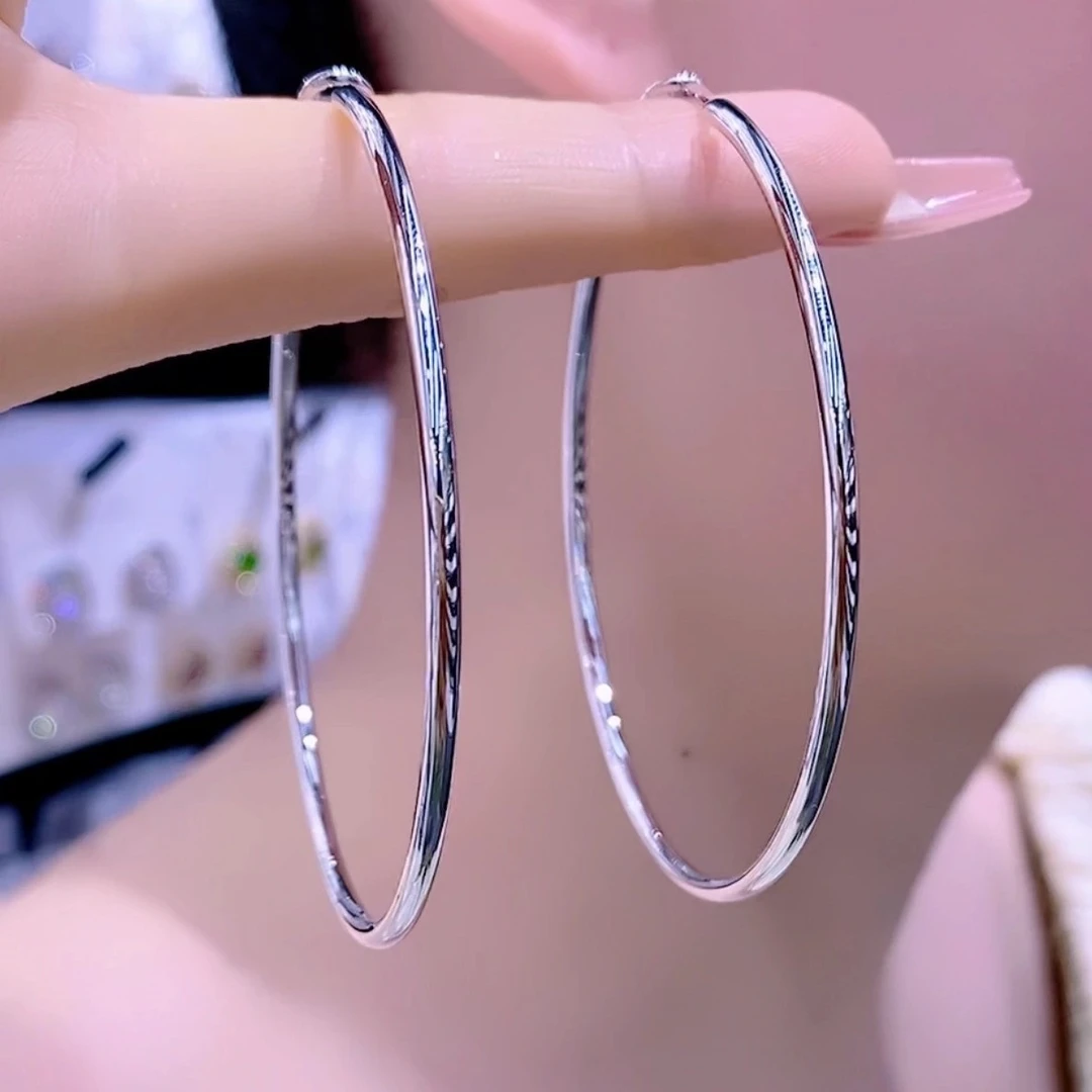 铜合金锆石耳饰 s925银针光面素耳圈大圈圈潮欧美气质名妈妈耳环