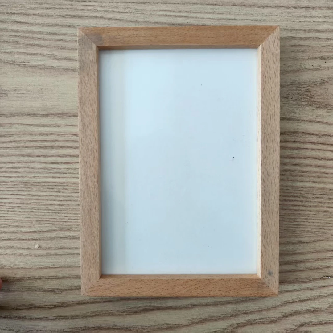 实木直角榫卯框带卡纸玻璃可摆可挂【6寸尺寸小e款榉木】内径10*15