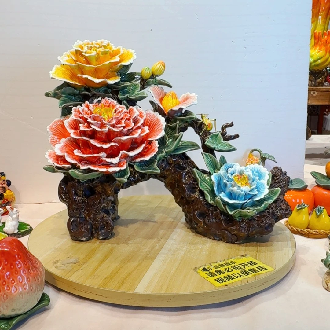 陶瓷原作牡丹花摆件