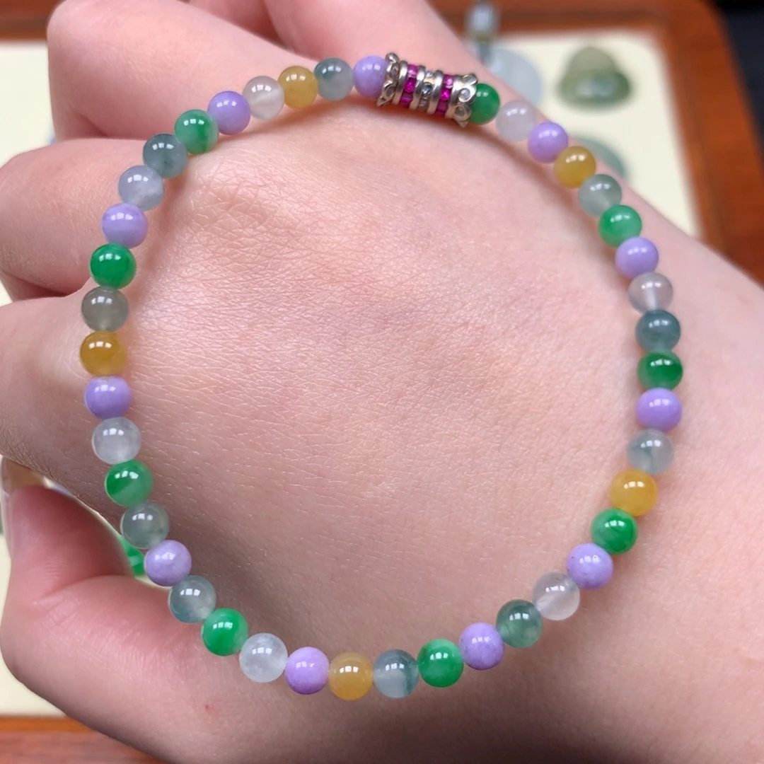 定制翡翠未镶嵌多宝手串4.4