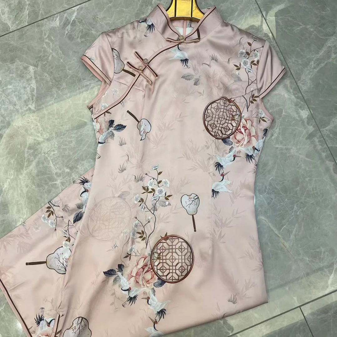 6529--苏州高端旗袍--中长款双层