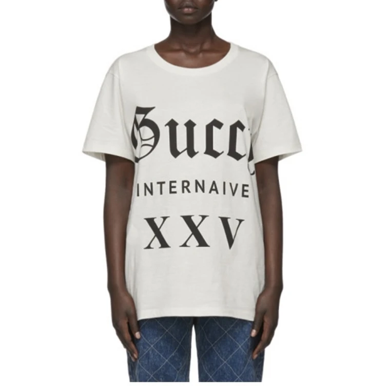 95新 GUCCI/古驰 010521 字母logo印花圆领短袖T恤 S码