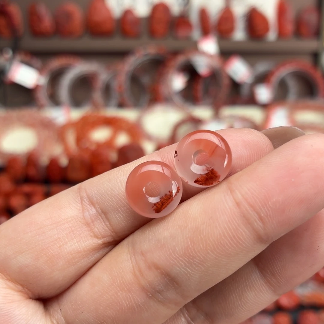 南红玛瑙未镶嵌颈饰甜甜圈一对