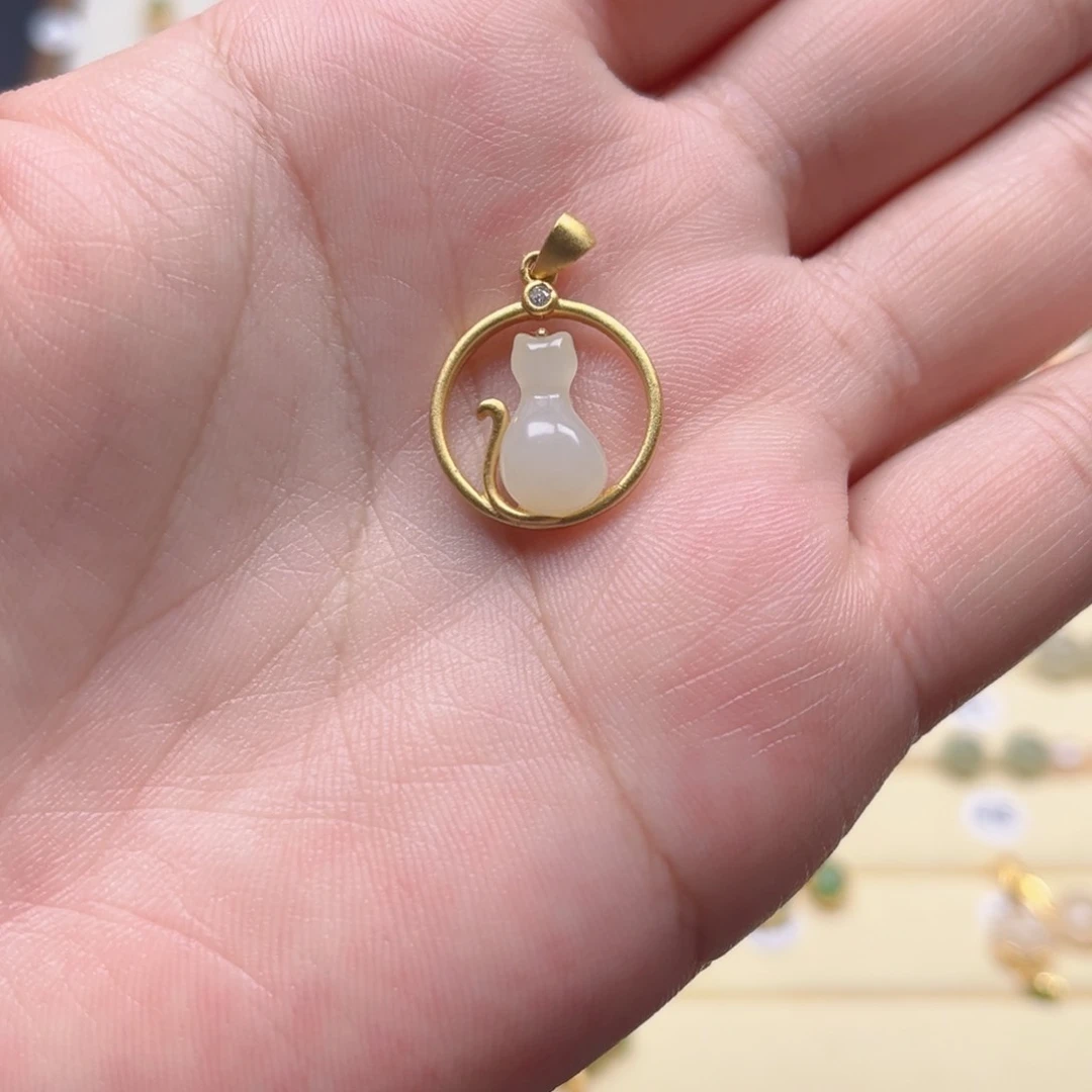 和田玉银S925镶嵌吊坠(不含链)