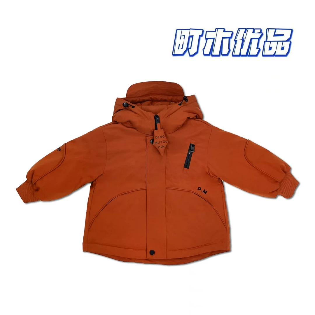 【町木优品】儿童冬季男童新品百搭刺绣字母拉链连帽羽绒服 WT391
