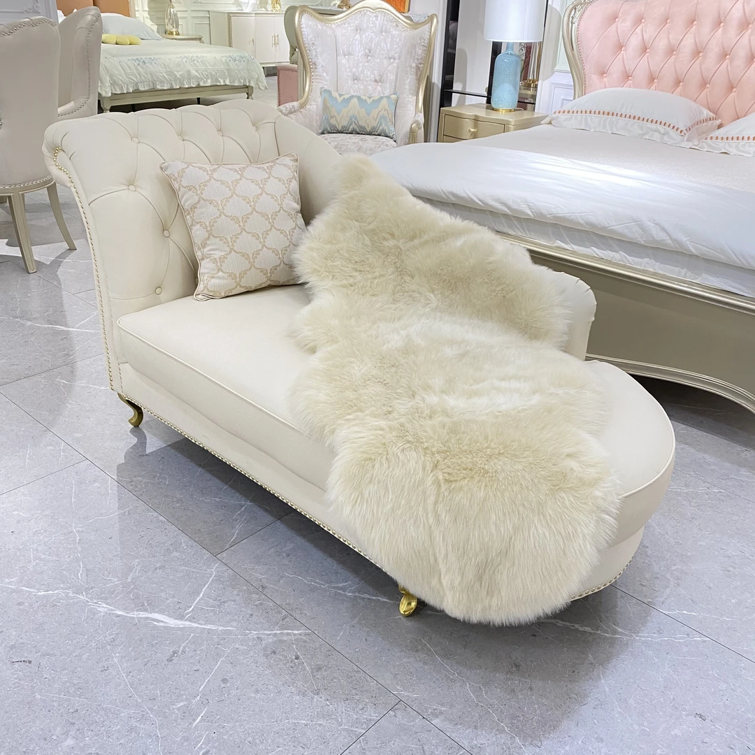 美式轻奢贵妃沙发/客厅贵妃/卧室沙发/轻奢风贵妃/真皮沙发