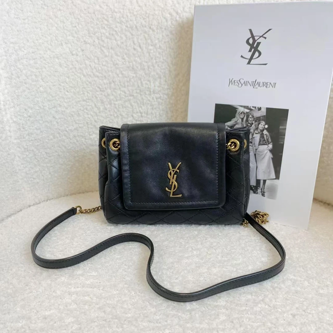 99新 YSL/圣罗兰  壹臻/ysl 黑金nolita 单肩包26506582