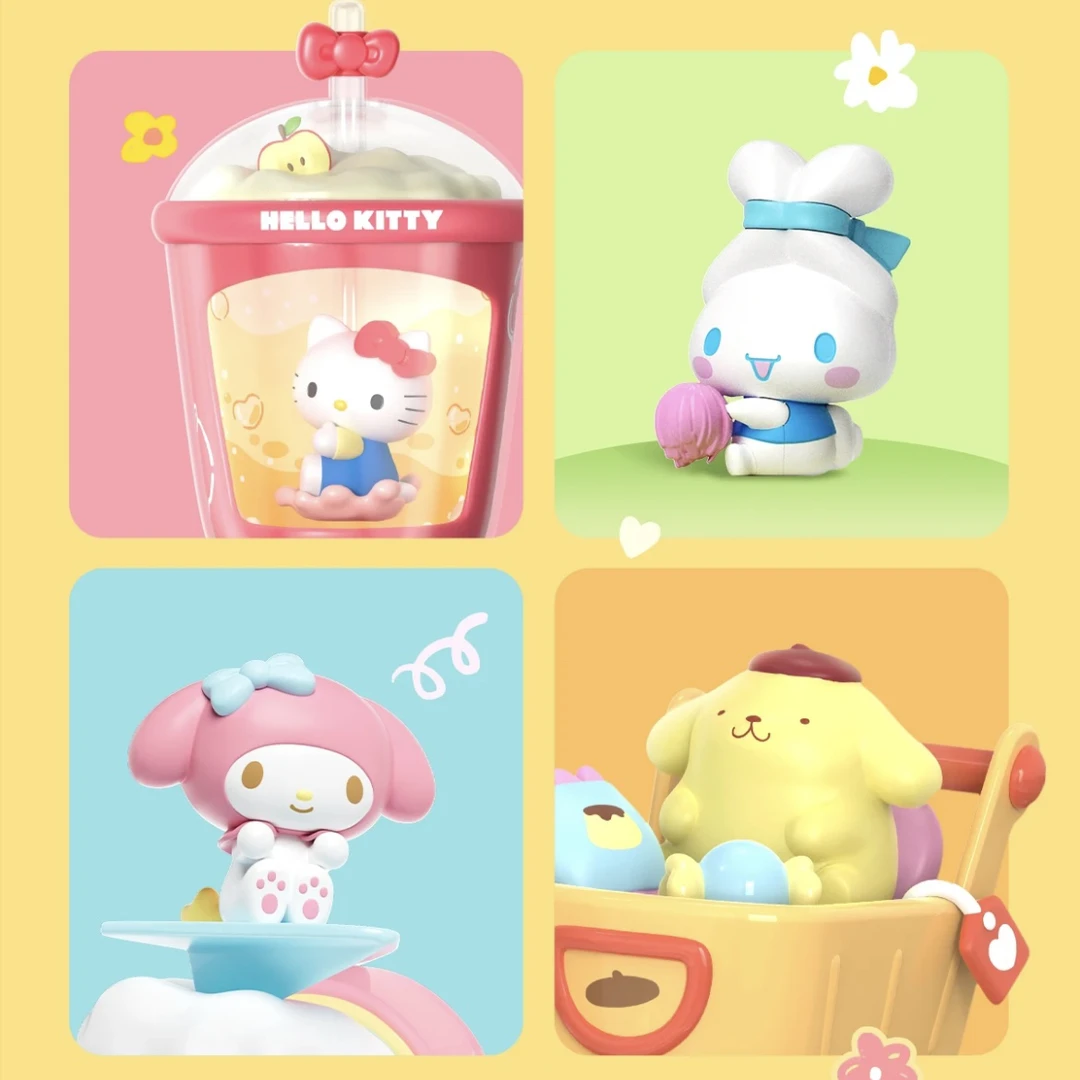 正版三丽鸥奶茶杯系列光动乐盲盒凯蒂猫帕恰玉桂狗可爱小摆件