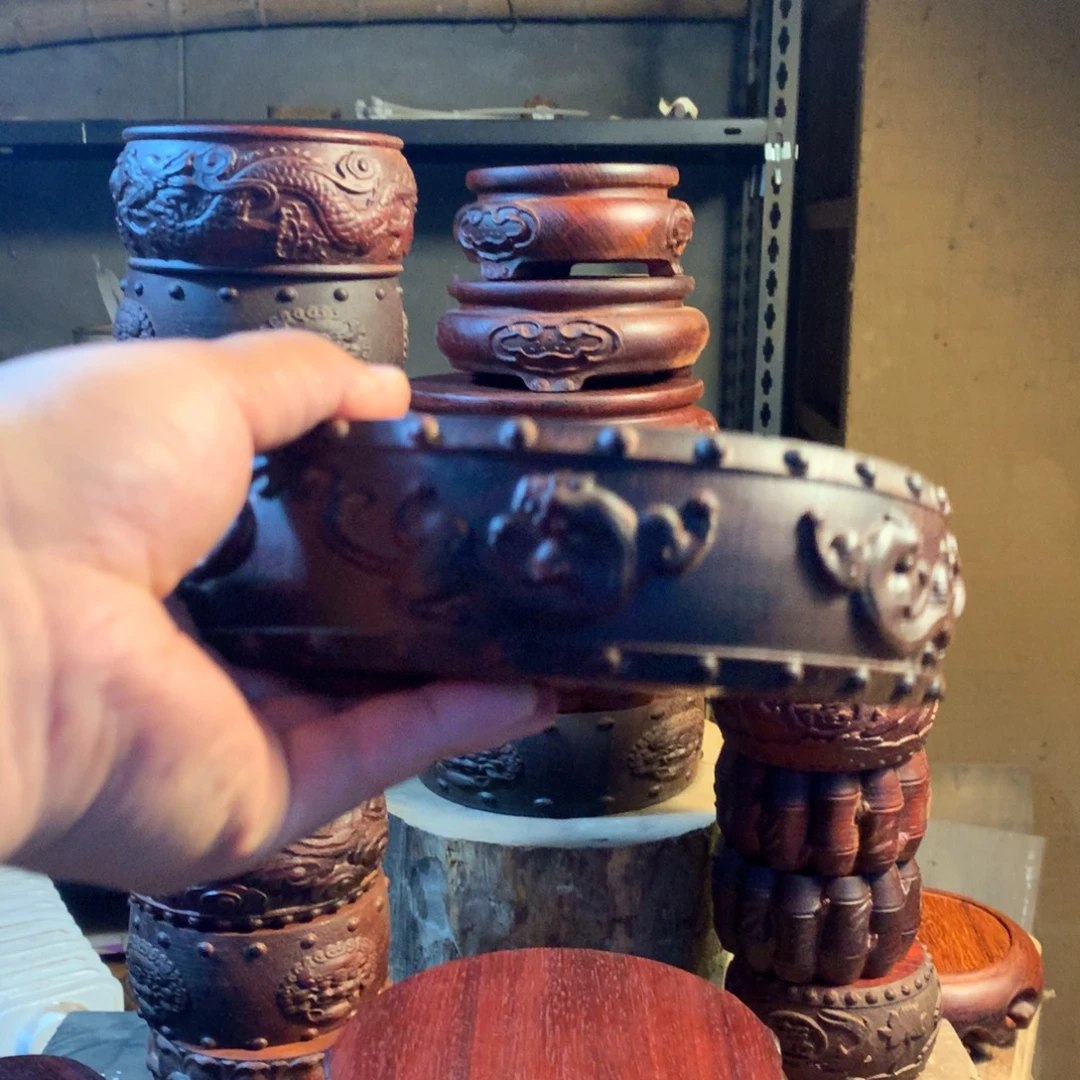 花***晴木邵氏紫檀18厘米赤龙底座