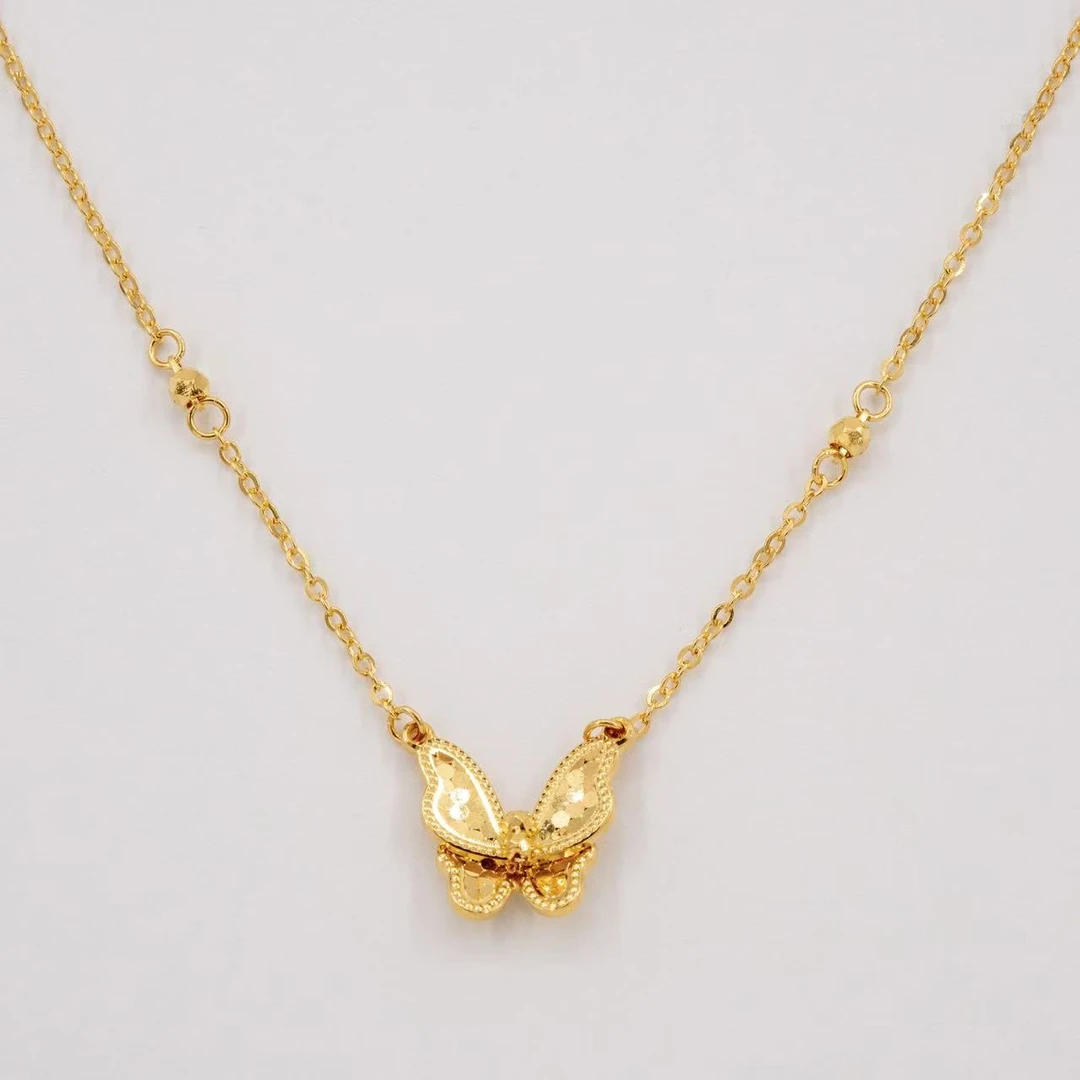 真真专属-Q/P【鱼鳞蝴蝶套链】足金999精工5G套链