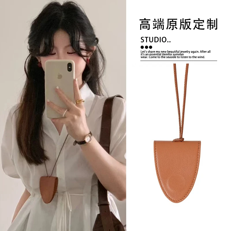 非金属皮质项链 迷你皮质多功能百搭小众黑色挂绳项链墨镜夹简约