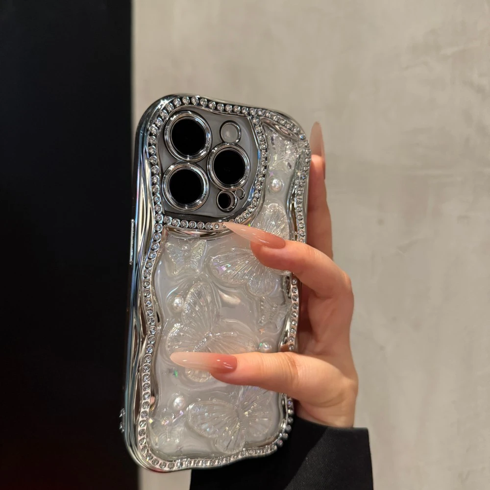 简约立体蝴蝶适用苹果16promax手机壳个性iPhone15小众14创意13女