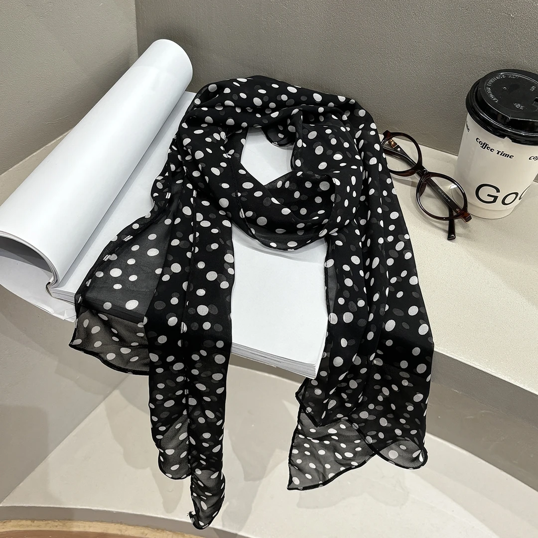 【188*26】法式波点长条丝巾高级配饰系脖女新款飘带领巾25W004-7