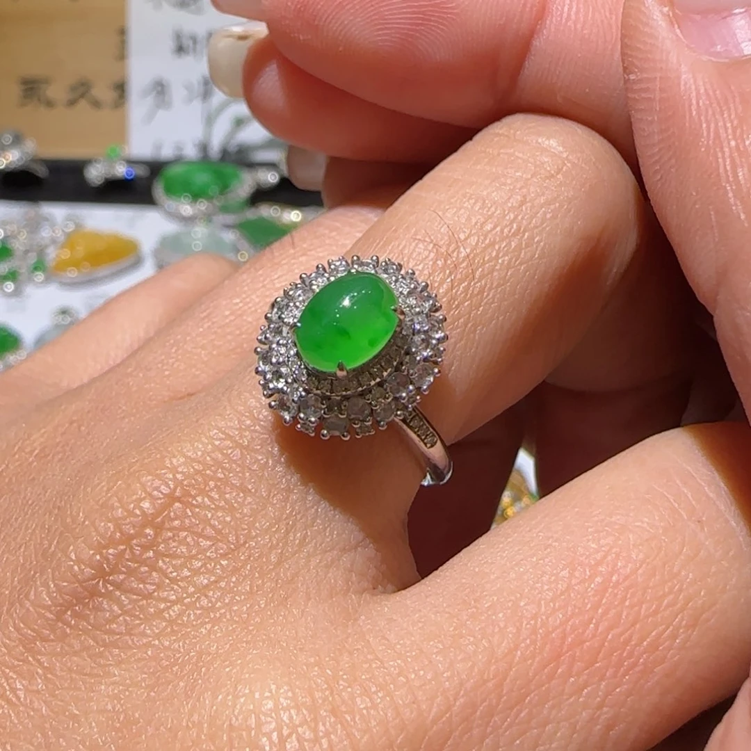 【闪购商品】翡翠戒指18K金镶嵌缅甸