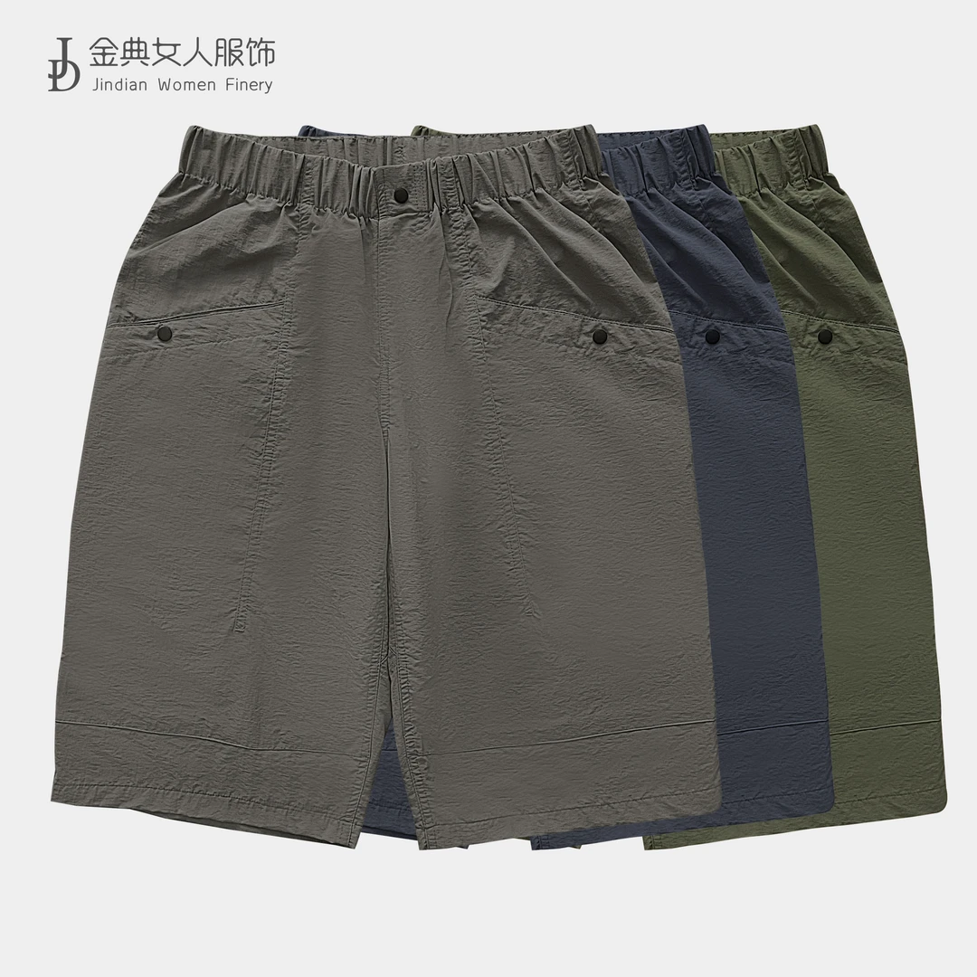 轻薄透气夏季松紧腰时尚显瘦短裤 中年妈妈休闲女裤723-2