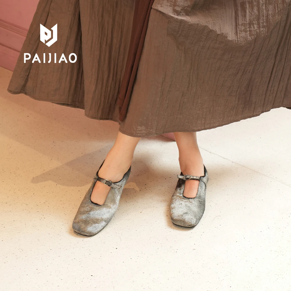 2025法式牛皮复古镂空方头简约气质软底低跟玛丽珍女鞋ZH691-1