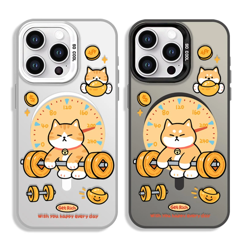 【举重猫狗】彩银磁吸适用苹果16promax手机壳iphone13/4情侣15防摔