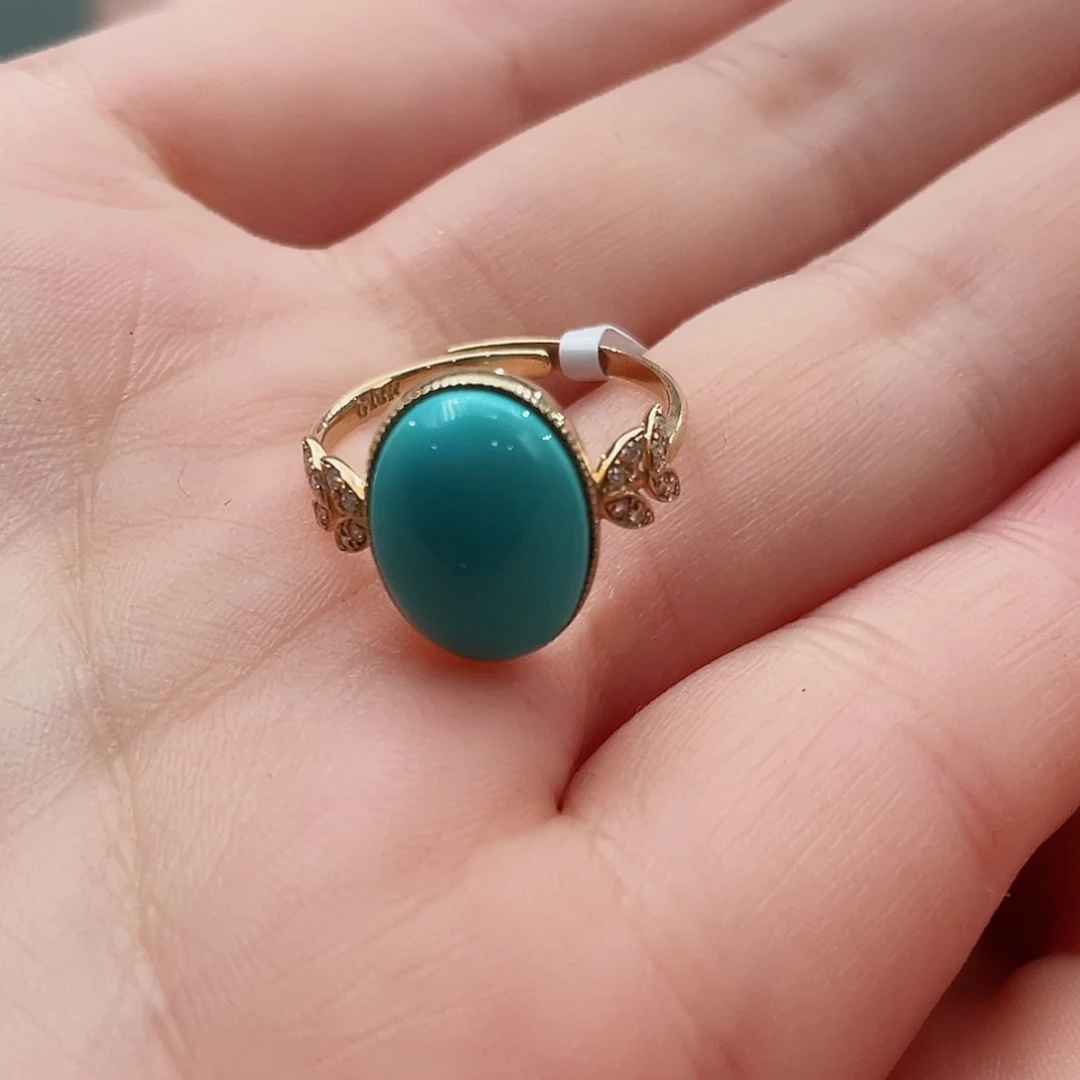 绿松石戒指18K金镶嵌