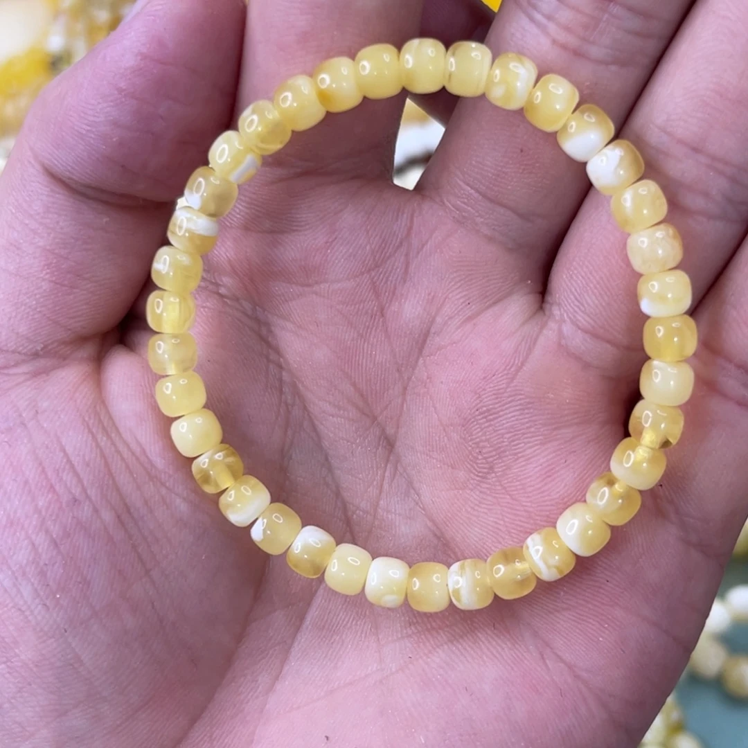 未镶嵌蜜蜡珠宝奇石5.6mm金白