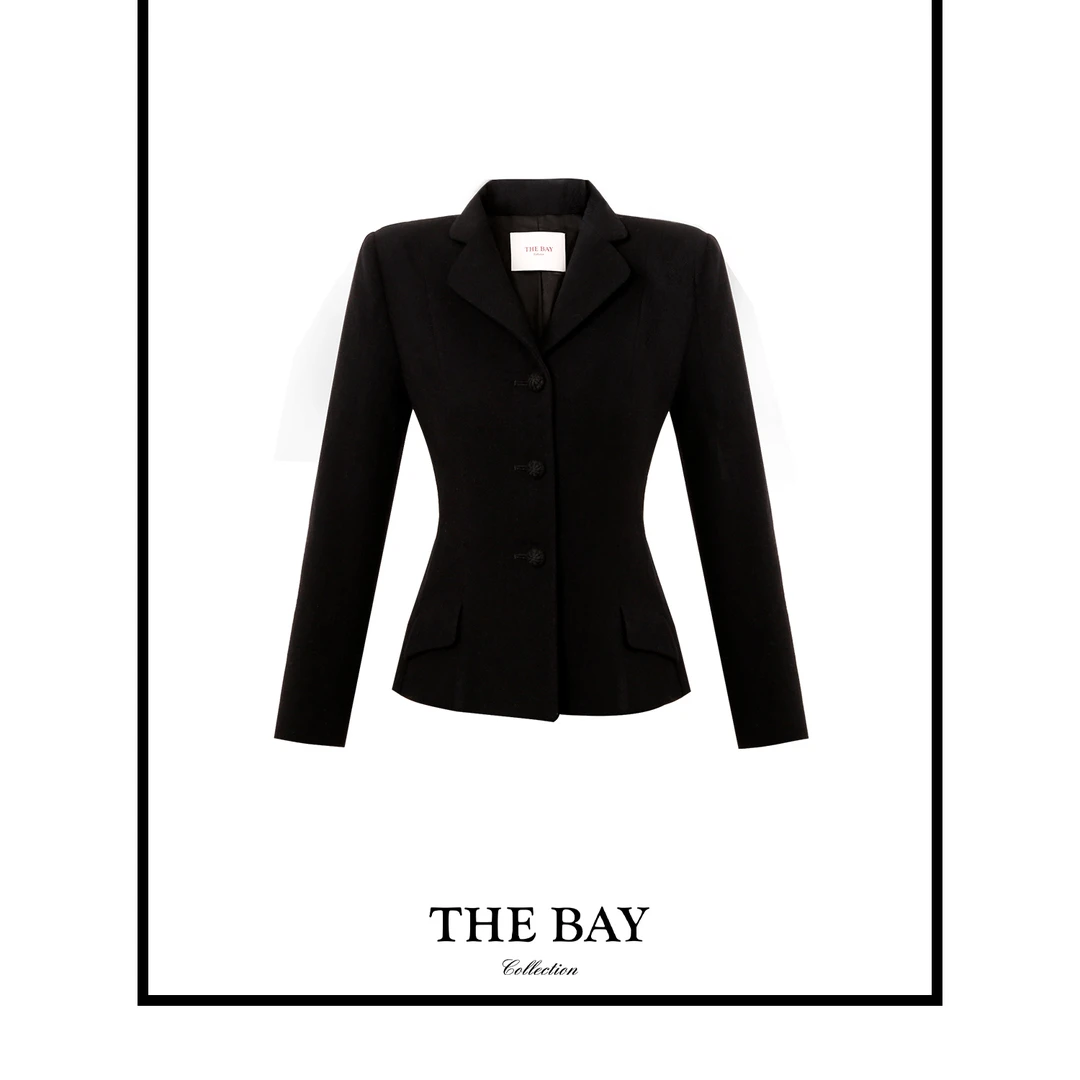 TheBay【巴黎魅影】真丝羊毛手工针织盘扣西装外套Bay2SQXL0228