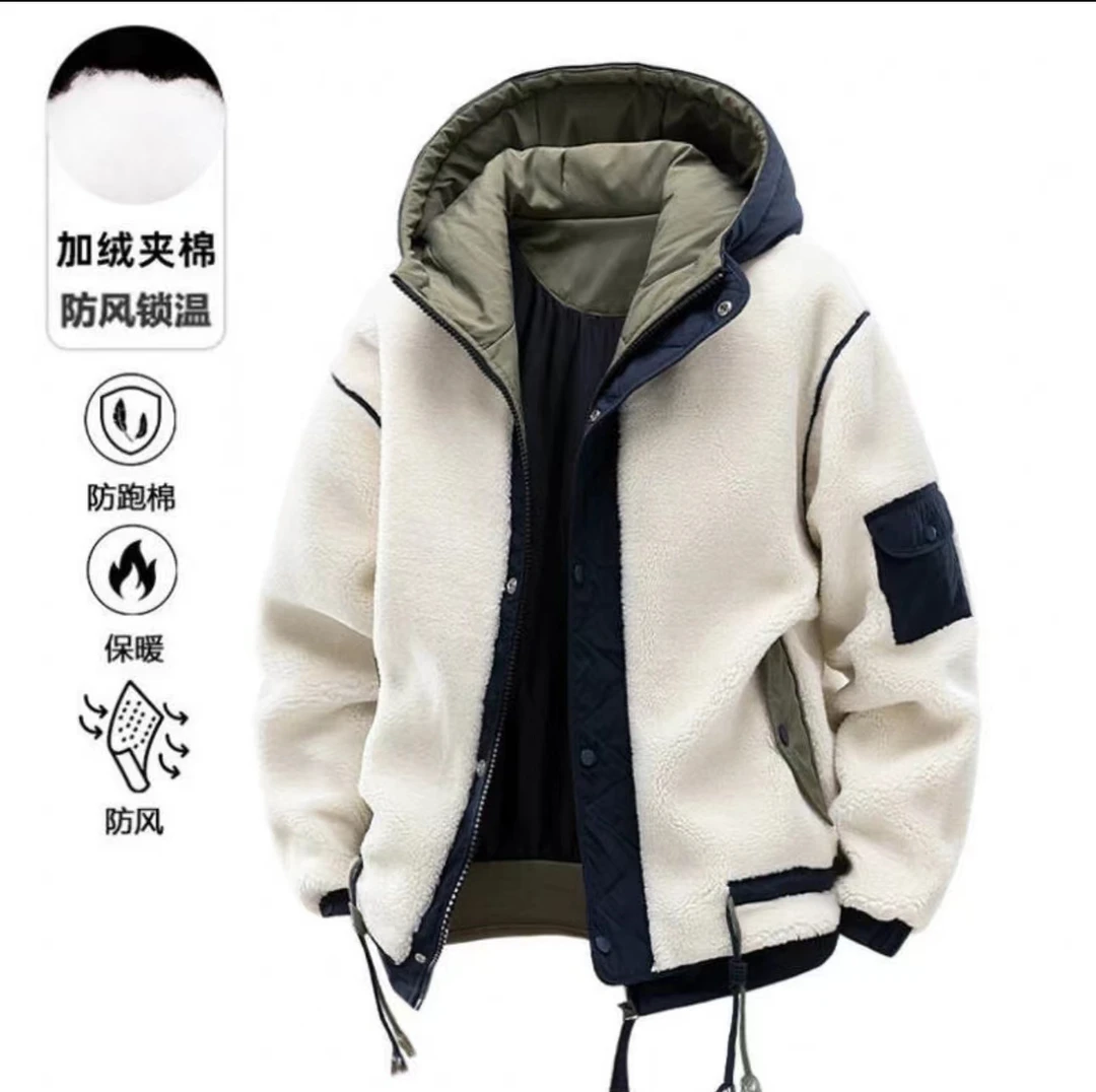 冬季新款颗粒绒棉服情侣连帽加厚防风保暖防寒蓄热锁温男女同款