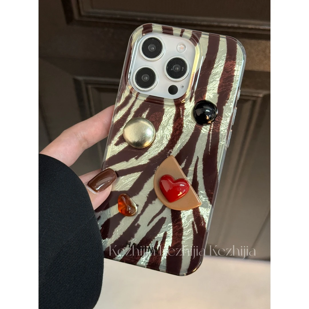 【壳之】高级个性立体几何斑马纹适用苹果16/15/14/13promax手机壳