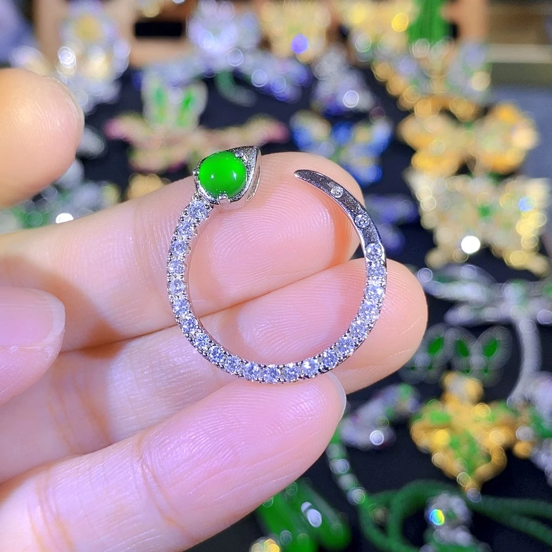 吊坠(不含链)银S925镶嵌翡翠