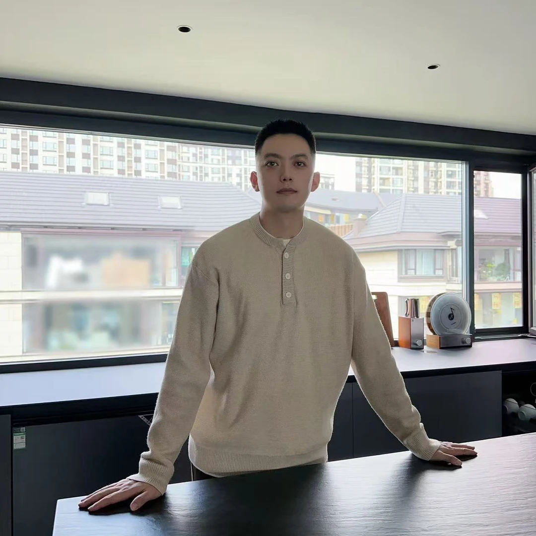 【天丝羊毛高货】秋冬男士假两件亨利领高端亲肤天丝羊毛混纺针织衫