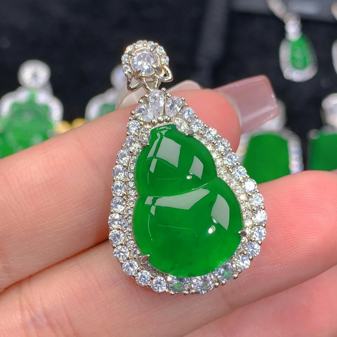 翡翠吊坠(不含链)银S925镶嵌