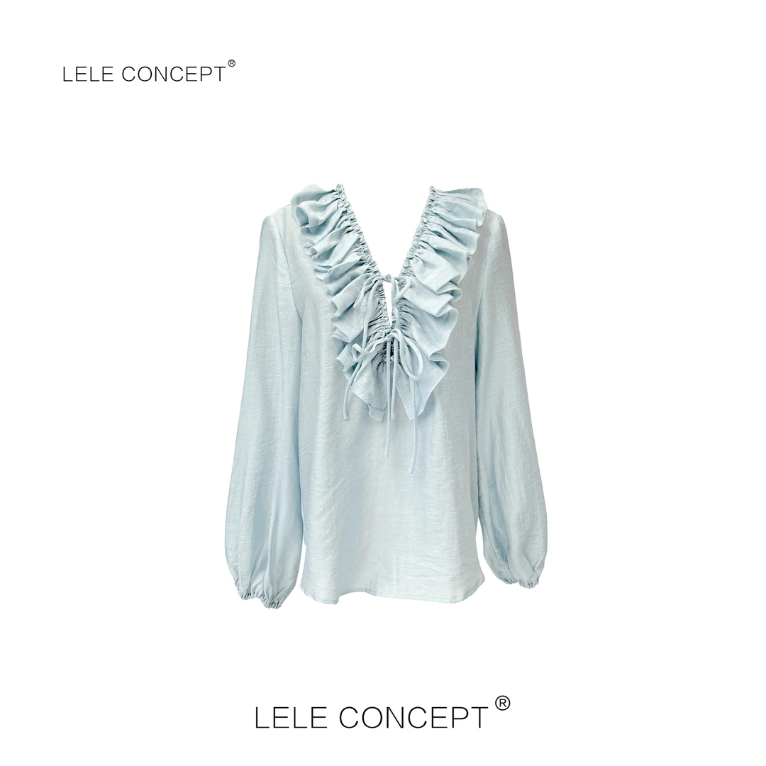 LELE CONCEPT丨法式轻奢减龄款V领菲菲两色上衣S0846
