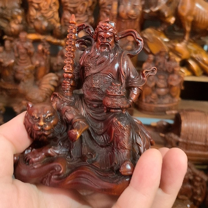 黄杨木华*赵公明摆件