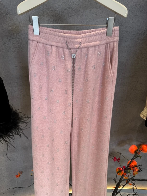 【金喜】双色A字烫钻字母裤