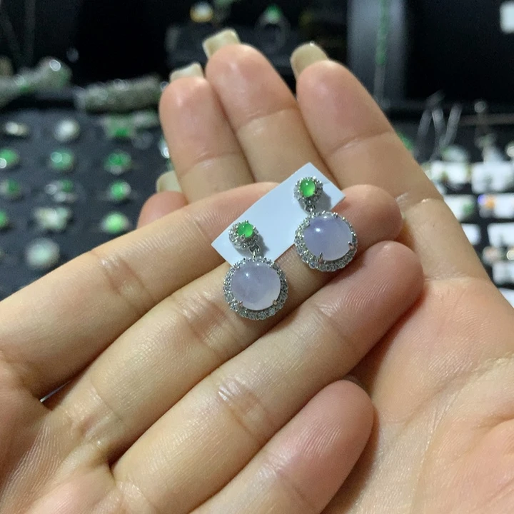 银S925镶嵌翡翠耳饰