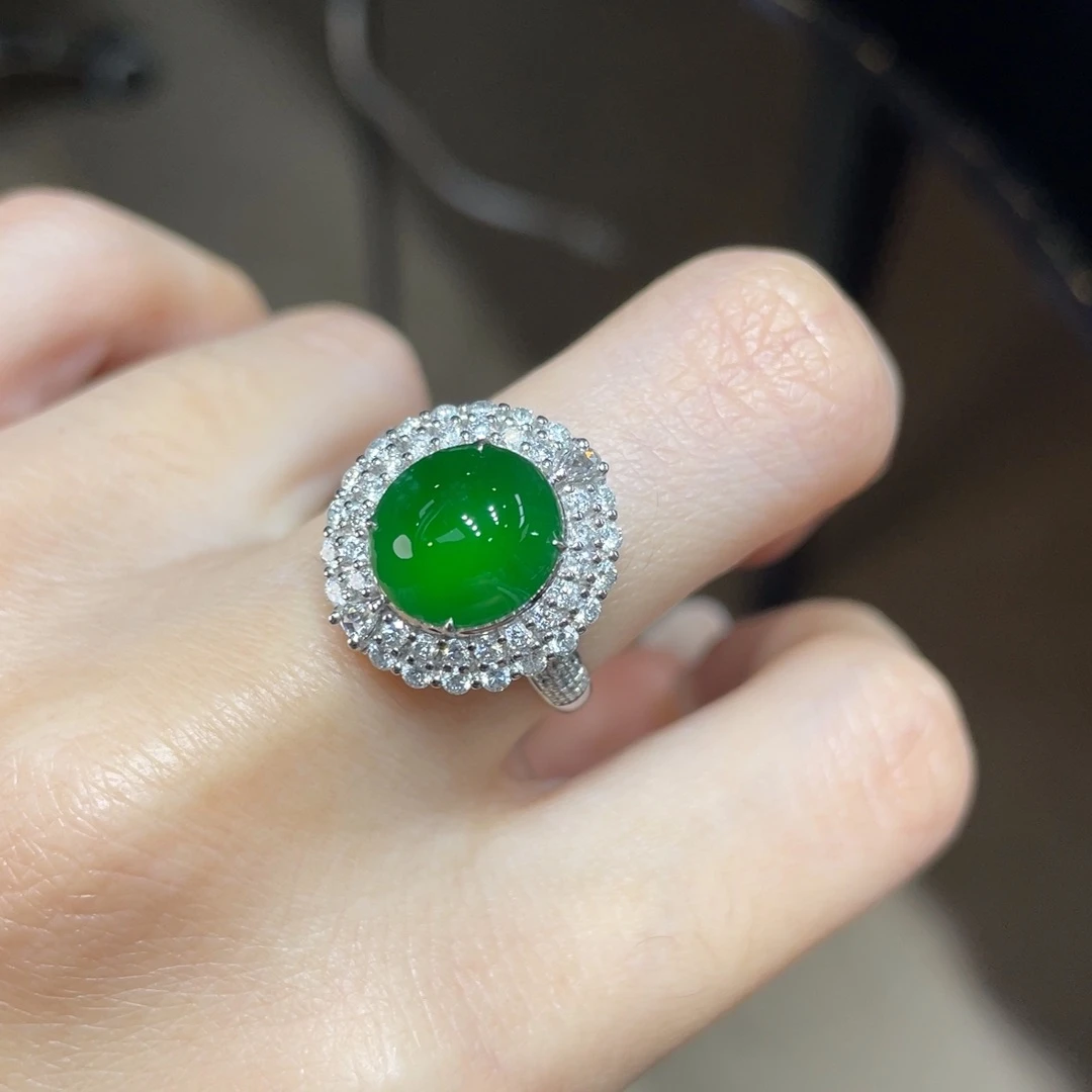 翡翠颈饰18K金镶嵌天然缅甸翡翠a货